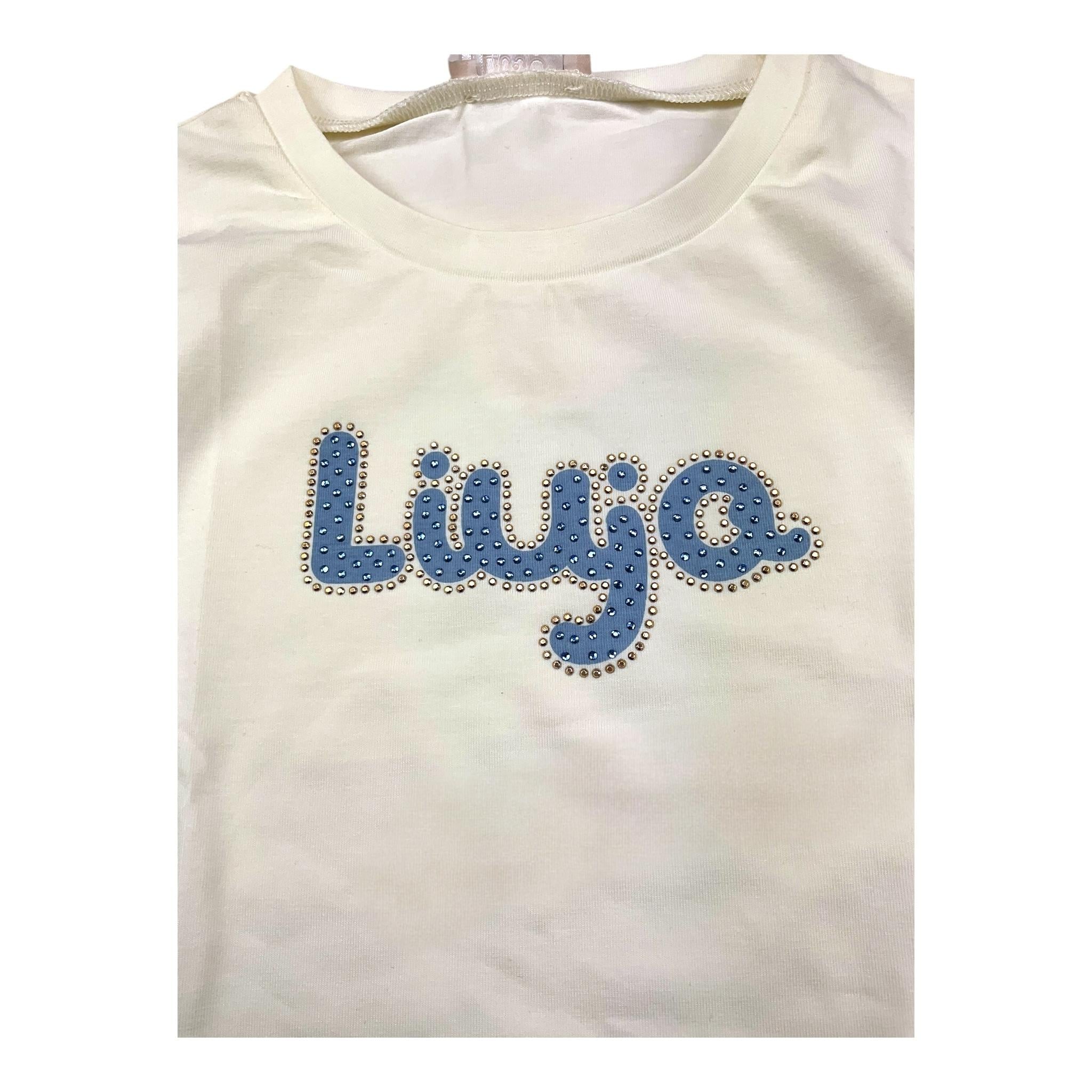 LIU JO shirt girocollo tinta unita con stampa logo Panna per Bambina KF4069 PANNA LIU JO 