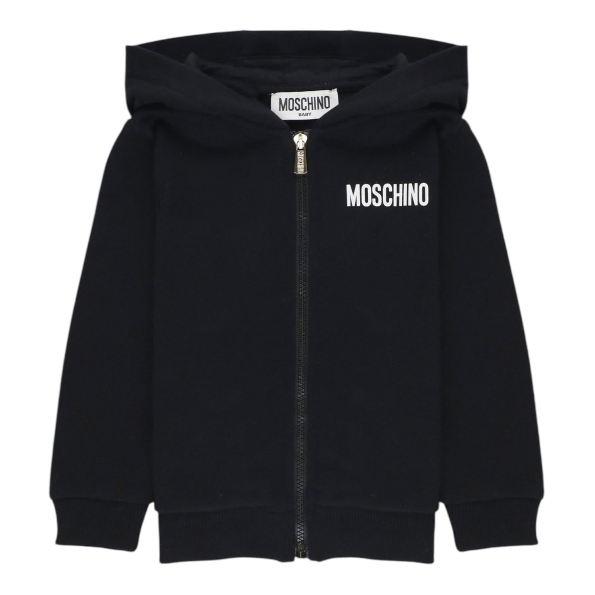 MOSCHINO felpa tinta unita con zip e cappuccio Nero per Neonato MUF05I NERO MOSCHINO 