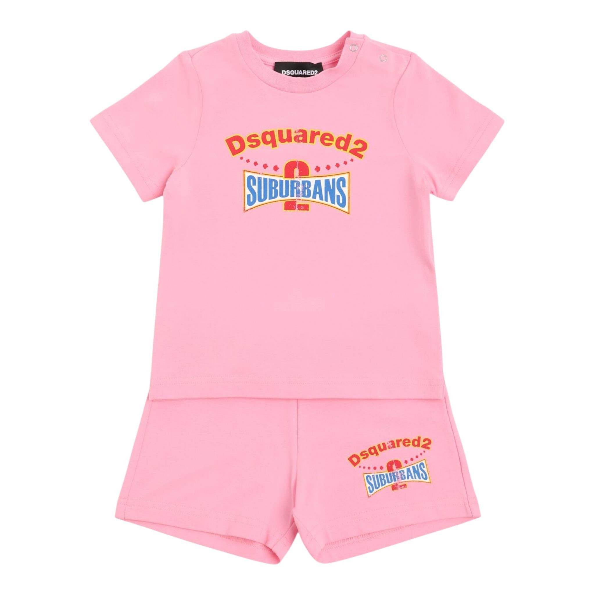 Dsquared2 Completo 2 Pezzi T-Shirt-Short tinta unita Rosa per Neonata DQ2877 ROSA DSQUARED2 