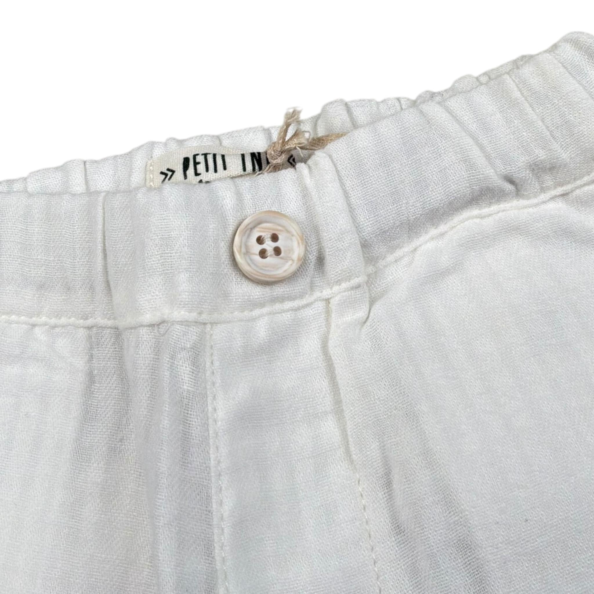 Petit Indi Bermuda Tinta Unita con Elastico In Vita per Neonato SS25BK8040X BIANCO PETIT INDI 