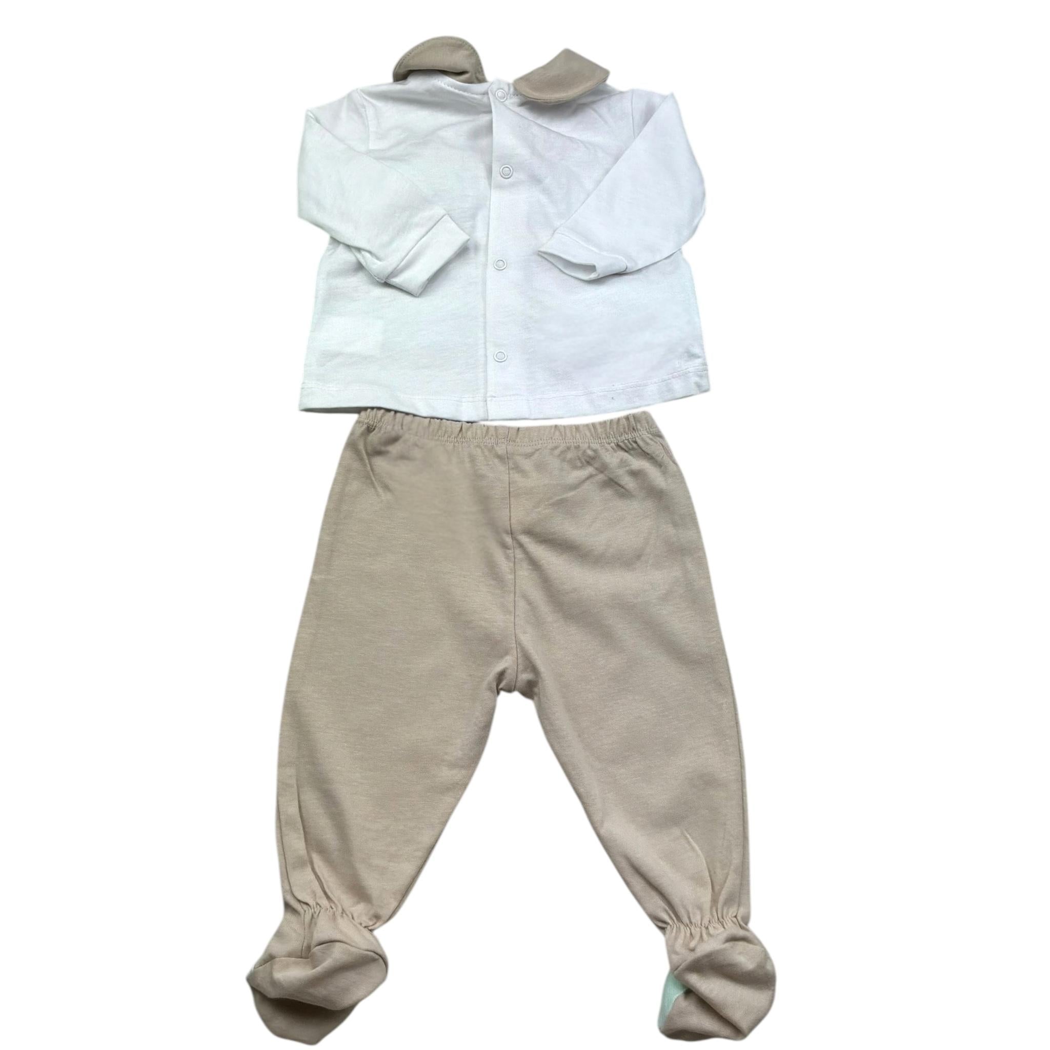 Isabel & Martinez Completo 2 Pezzi Shirt-Ghettina Bicolore per Neonata IM25N417 BIANCO/BEIGE ISABEL & MARTINEZ 