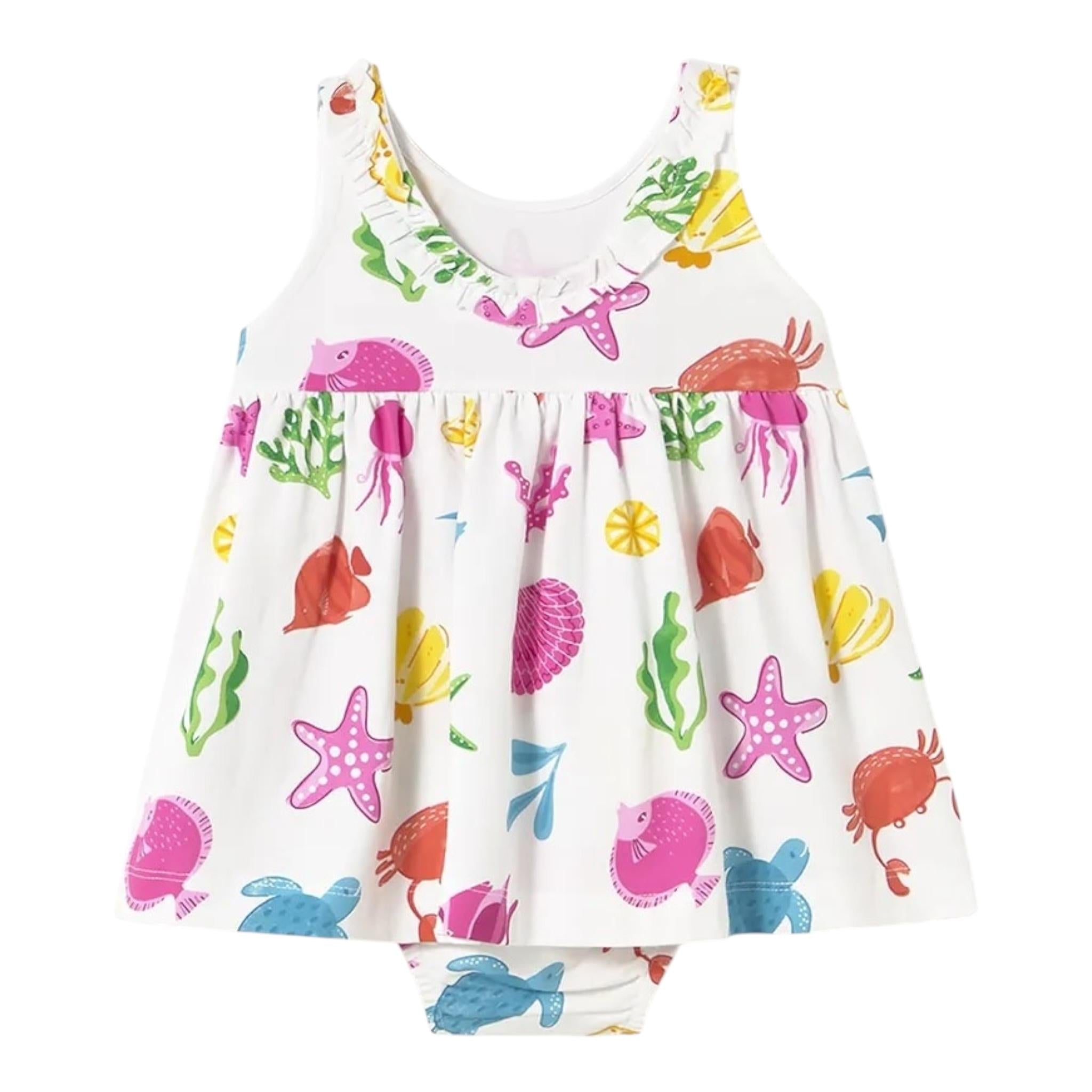 Mayoral Abito Giromanica Tinta Unita con Culotte per Neonata 1925 BIANCO MAYORAL 