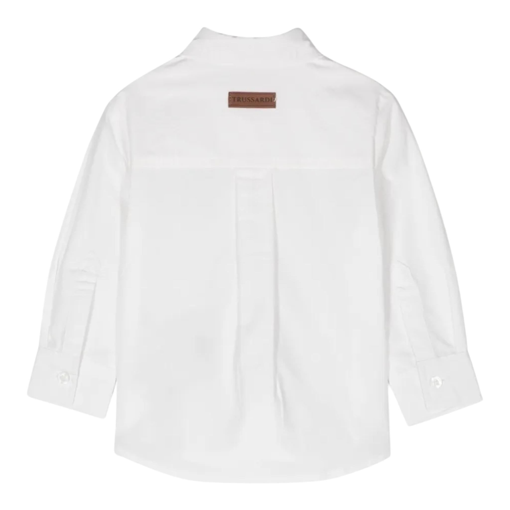 TRUSSARDI camicia tinta unita con logo Bianco per Neonato TIA24068CAN BIANCO TRUSSARDI 