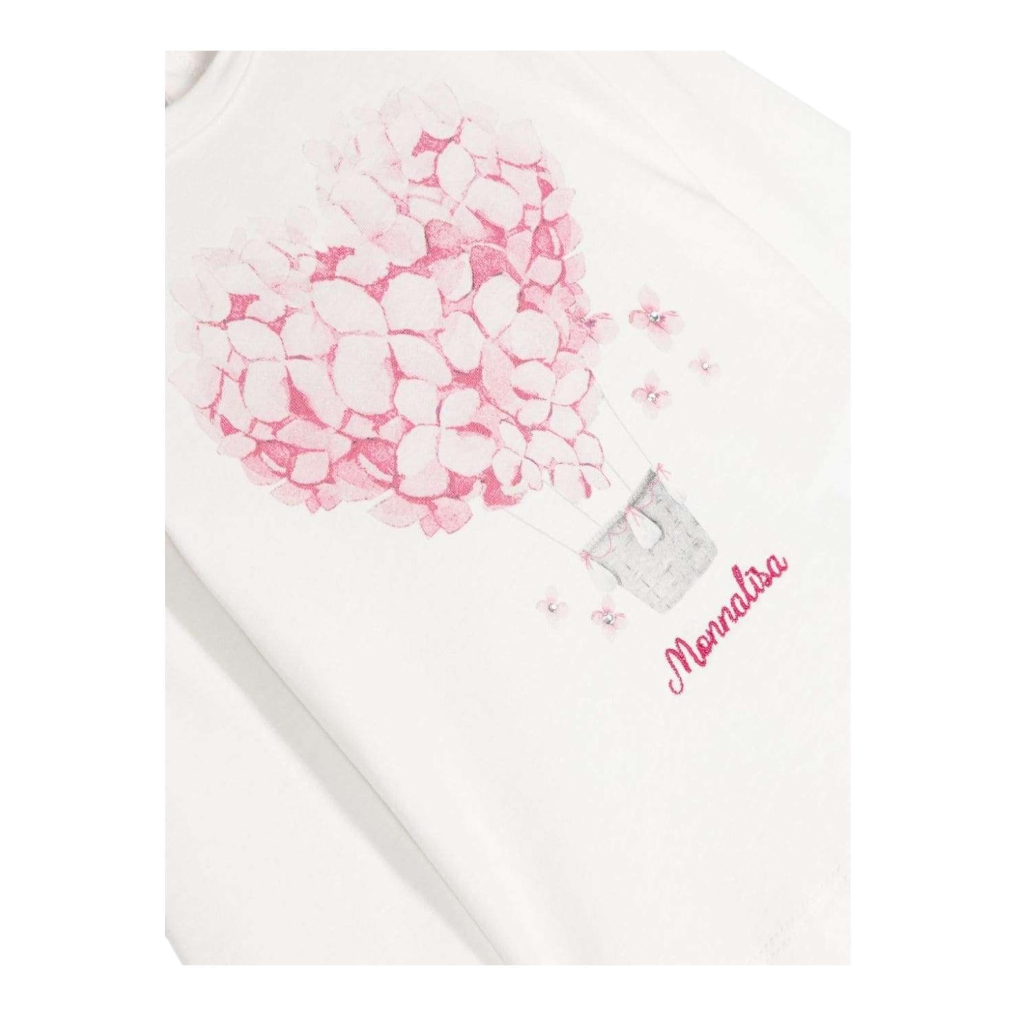 MONNALISA shirt tinta unita girocollo con stampa Bianco per Neonata 39D600 BIANCO MONNALISA 