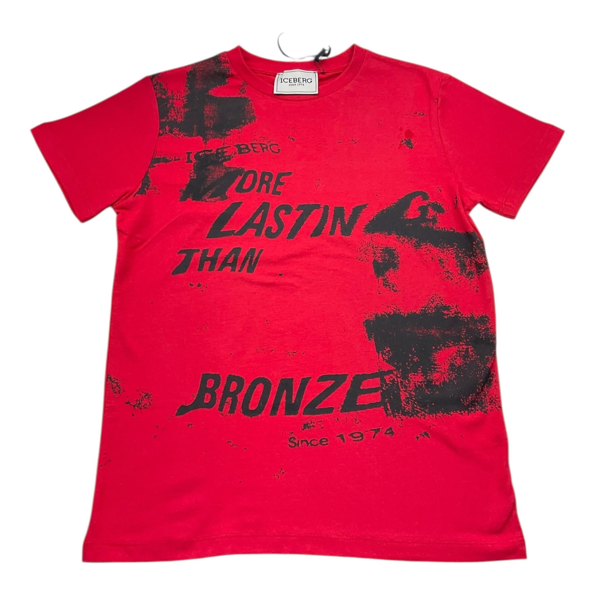 Iceberg T-Shirt Girocollo Tinta Unita con Stampa per Bambino TSICE5110J ROSSO ICEBERG 