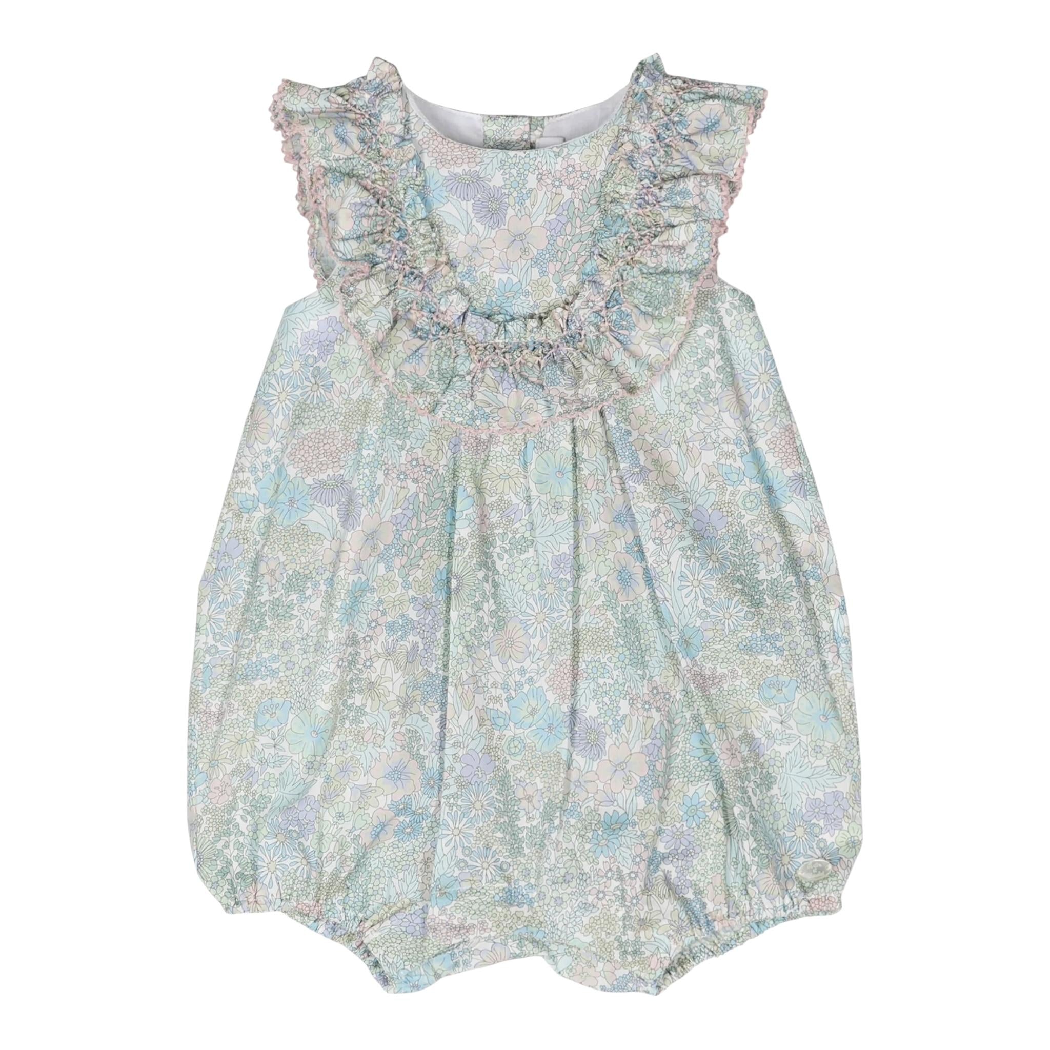 Tartine Et Chocolat Pagliaccetto Tinta Unita con Fantasia Fiori per Neonata TY33020 BIANCO TARTINE ET CHOCOLAT 