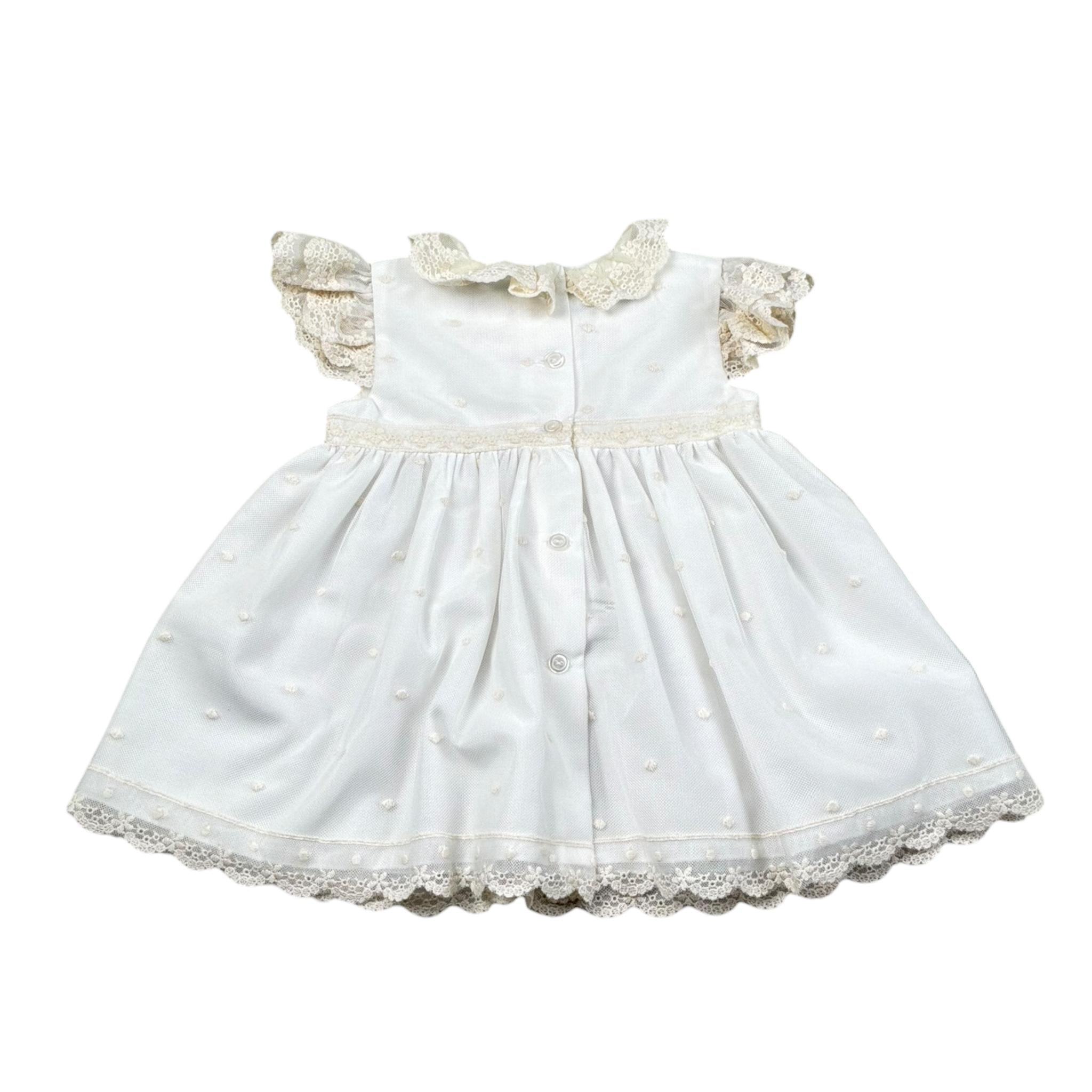 Granlei Abito Tinta Unita con Ricami per Neonata 125122 PANNA GRANLEI 