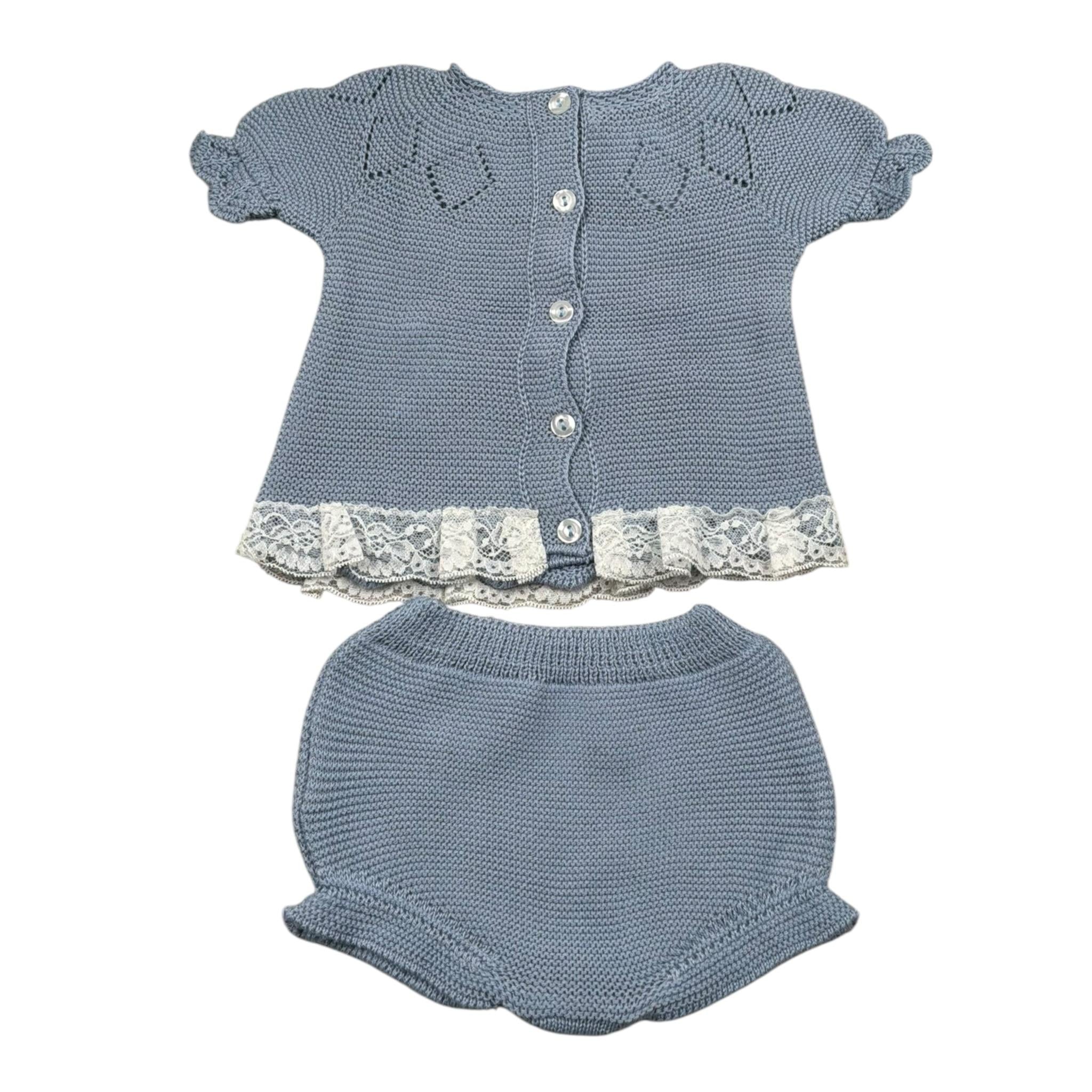 Juliana Completo 2 Pezzi T-Shirt In Maglia-Coulotte Azzurro per Neonata J7069 AZZURRO JULIANA 