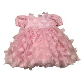 Simonetta Einfarbiges Halbarmkleid mit rosa Tüll für Baby Mädchen