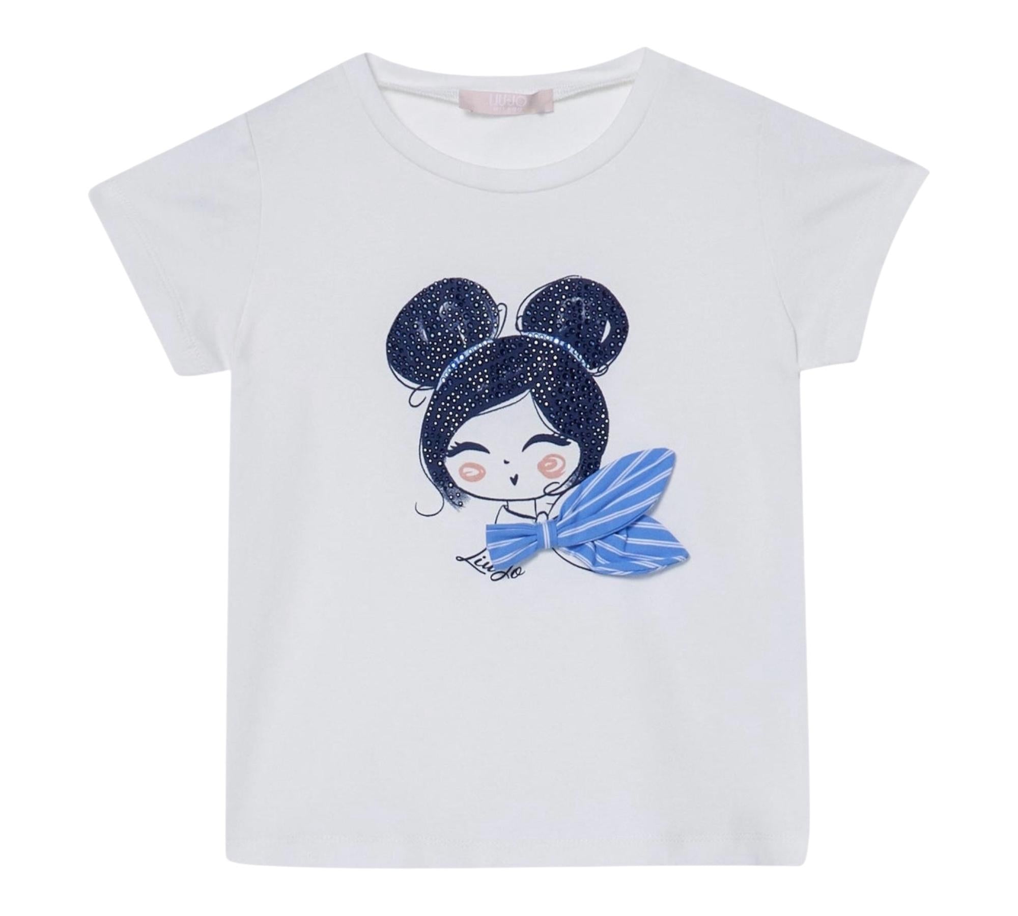 Liu Jo T-Shirt Tinta Unita Girocollo con Stampa per Neonata KA5039NXXX BIANCO LIU JO 