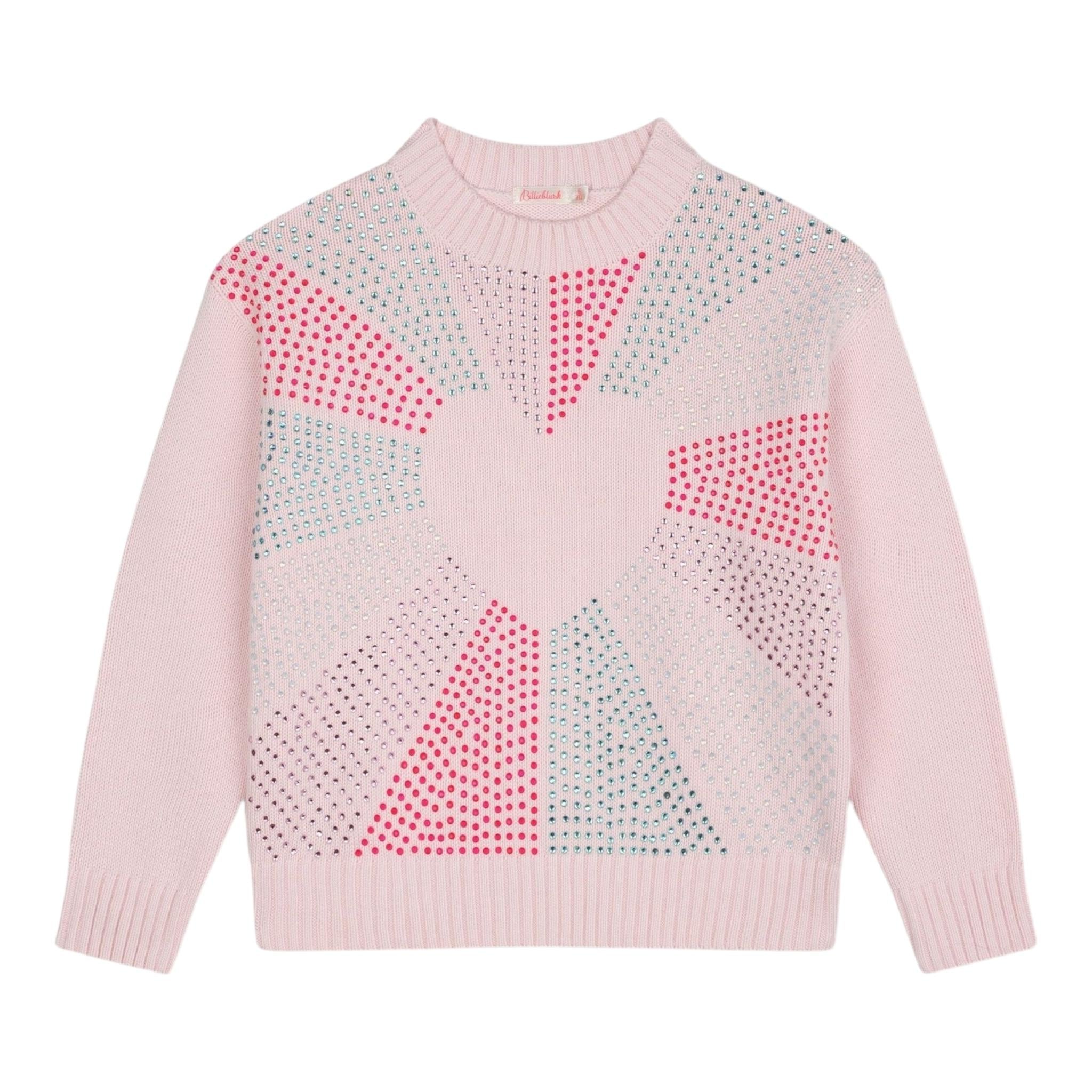 BillIEBLUSH maglia gircollo tinta unita con brillantini Rosa per Bambina U20464 ROSA BillIEBLUSH 