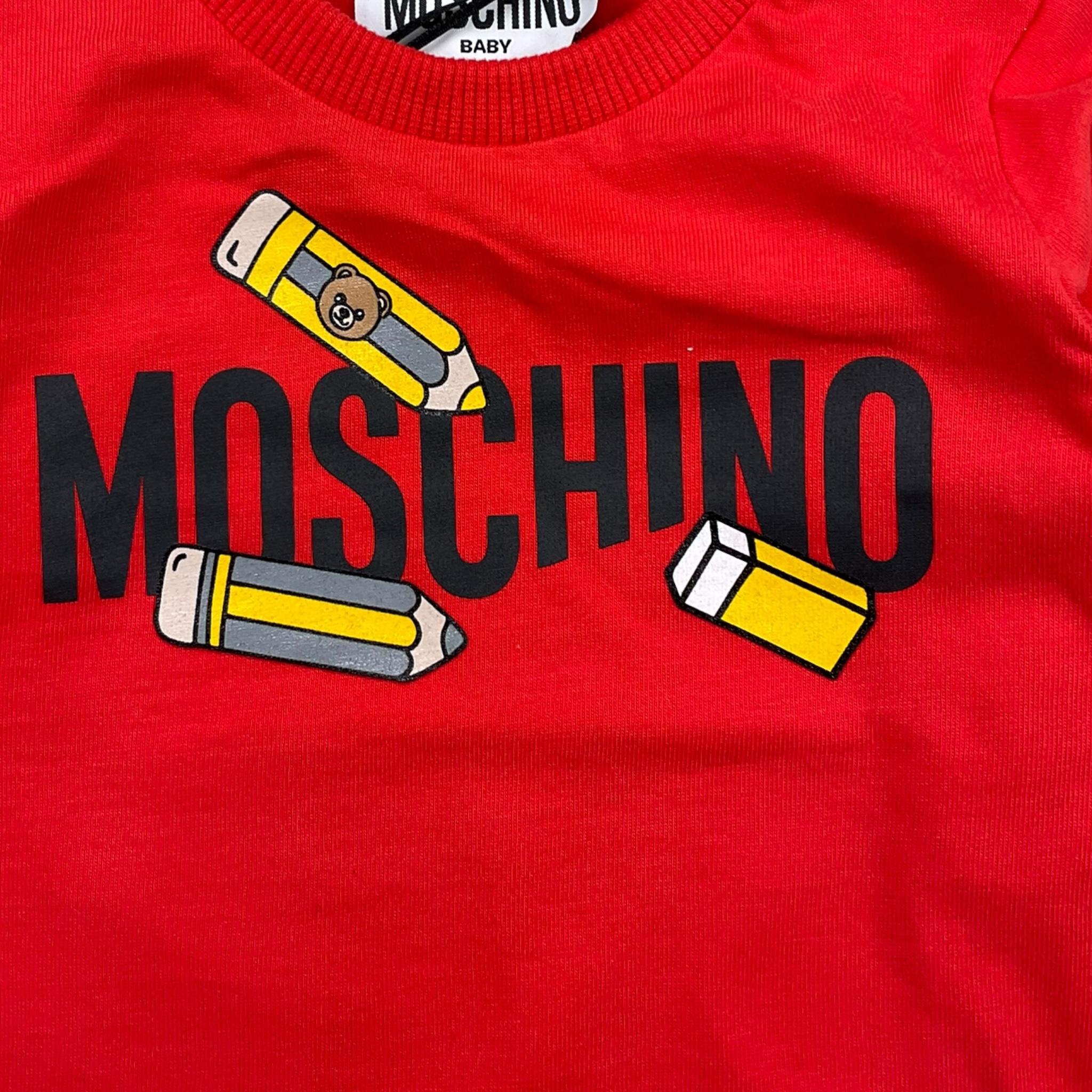 MOSCHINO shirt girocollo tinta unita con stampa Rosso per Neonato M7O00R ROSSO MOSCHINO 