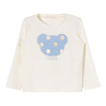 LIU JO shirt girocollo tinta unita con stampa in contrasto Panna per Bambina KF4067 PANNA LIU JO 