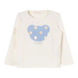 LIU JO shirt girocollo tinta unita con stampa in contrasto Panna per Bambina KF4067 PANNA LIU JO 