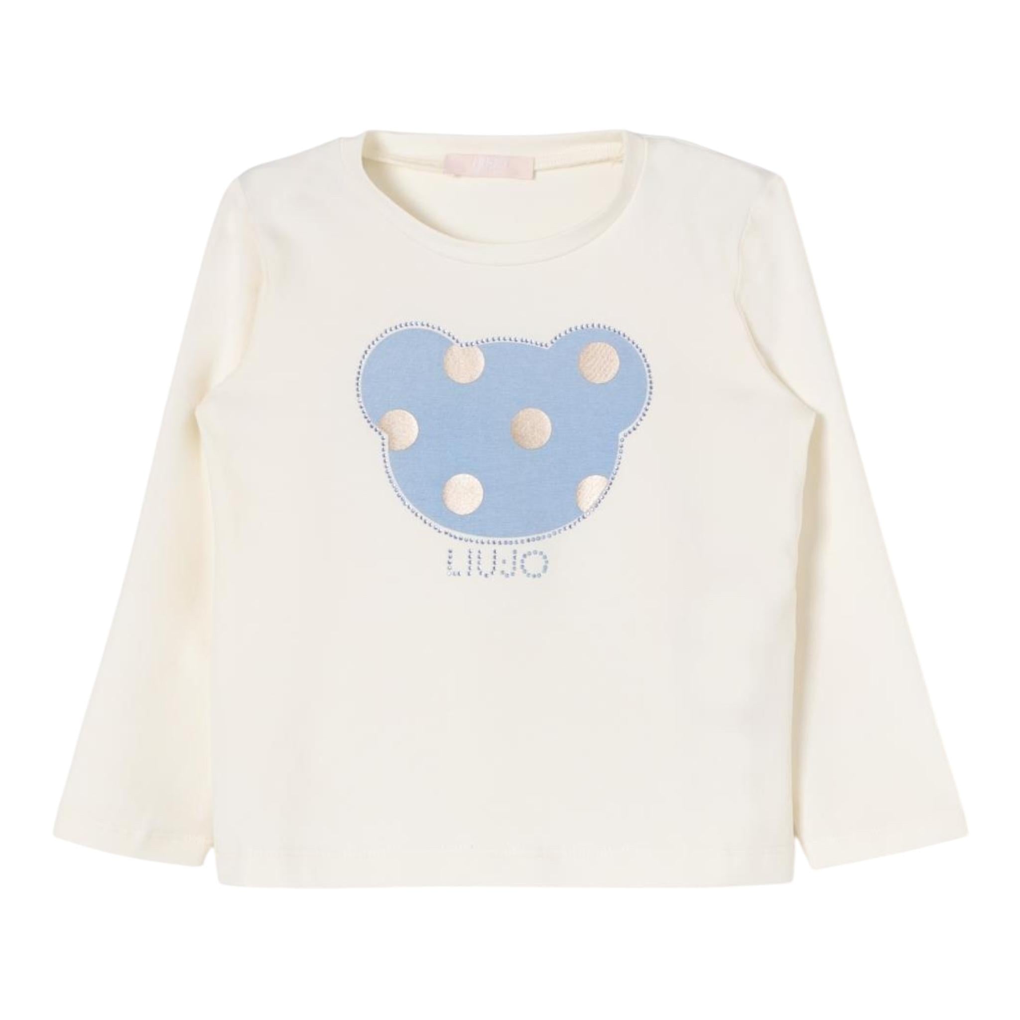 LIU JO shirt girocollo tinta unita con stampa in contrasto Panna per Bambina KF4067 PANNA LIU JO 