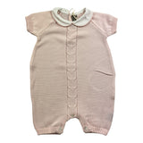Little Bear Einfarbiger Strampler mit halben Ärmeln und Kontrastkragen in Rosa für Neugeborene