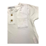 Babidu Einfarbiges T-Shirt mit Knöpfen und Tasche Weiß für Neugeborene