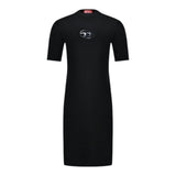 Diesel – Schwarzes, einfarbiges Kleid mit halblangen Ärmeln und Logo für Mädchen