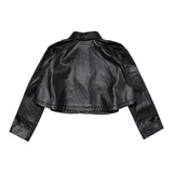 Maison Margiela Einfarbige Kunstleder-Crop-Jacke Schwarz Für Mädchen