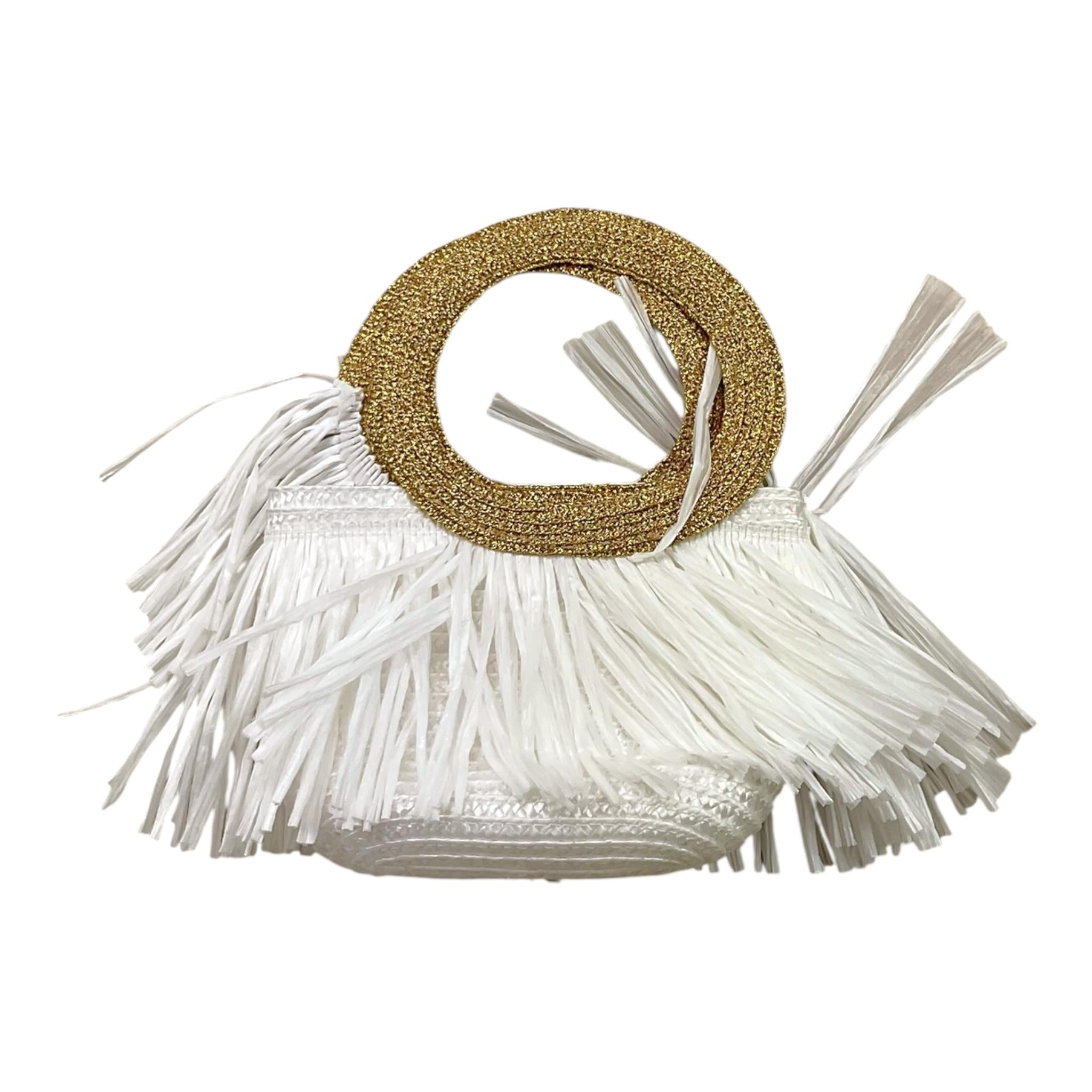 Piccola Ludo Borsa Tinta Unita con Manico In Contrasto per Bambina BORSJH BIANCO PICCOLA LUDO 