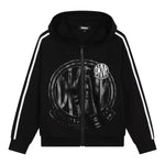 DKNY felpa con zip e cappuccio tinta unita con profili maniche in contrasto Nero per Bambino D60180 NERO DKNY 