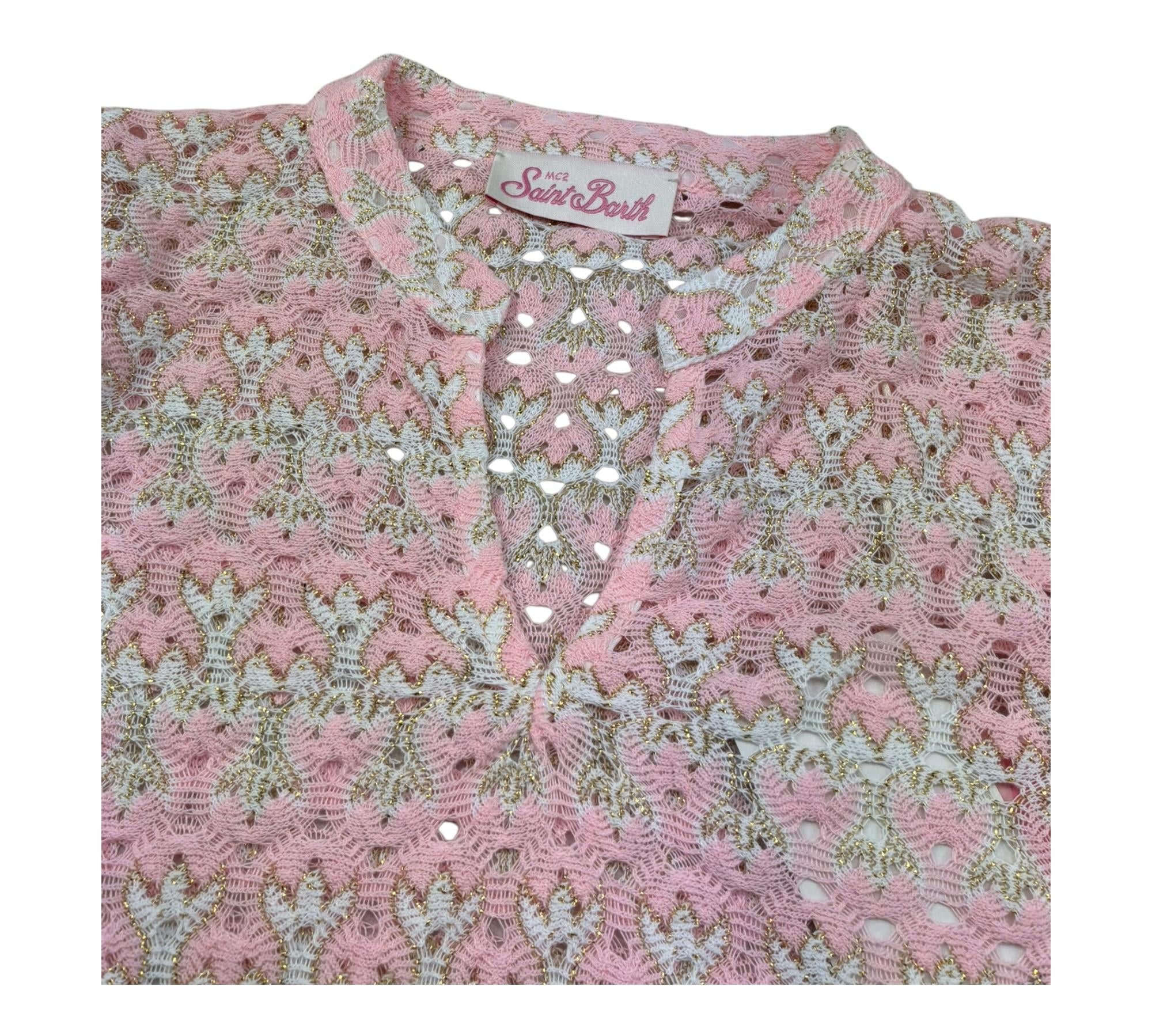Saint Barth Abito Mezza Manica con Trafori per Bambina JUM001 ROSA SAINT BARTH 