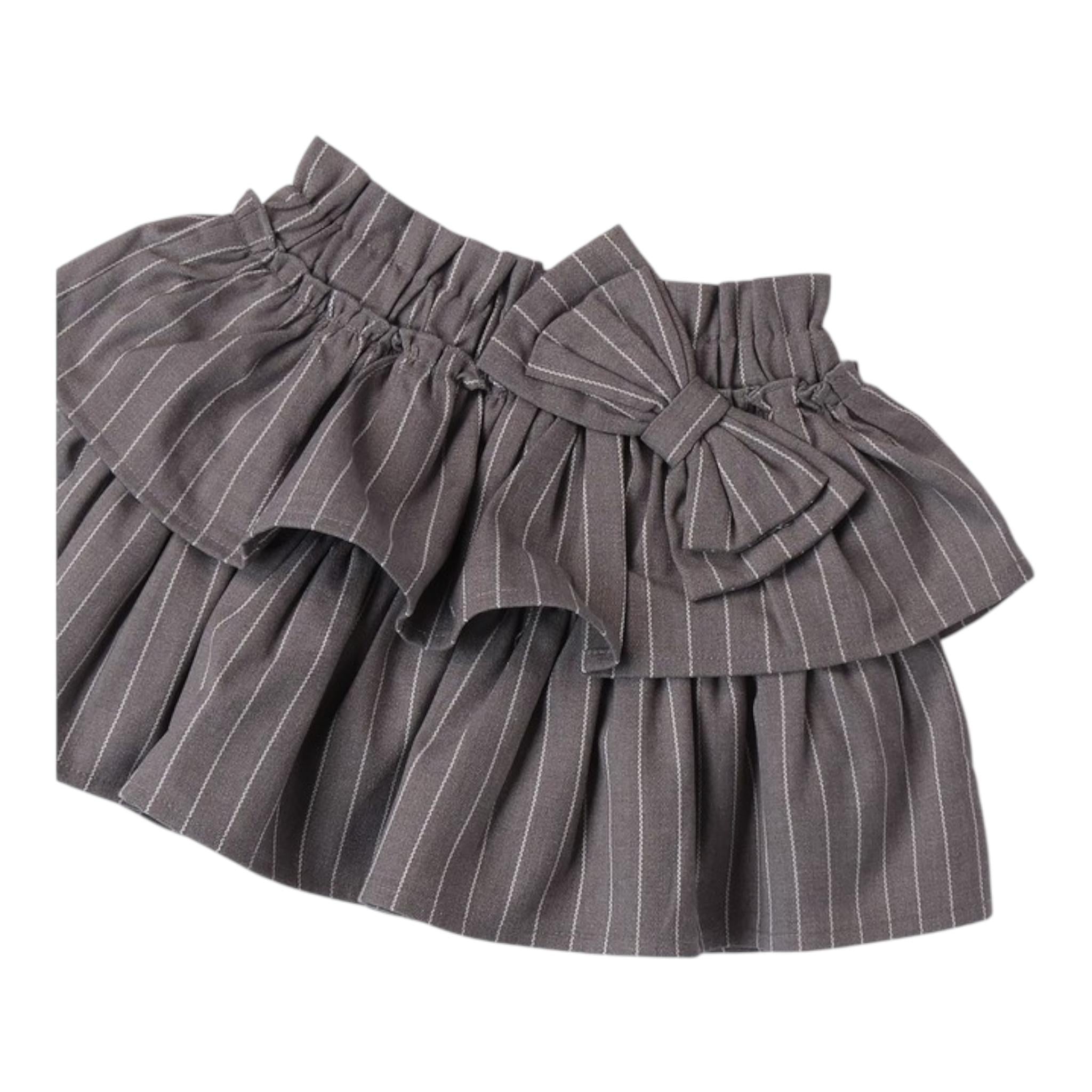SARABANDA gonna tinta unita con fiocco e fantasia a righe Grigio per Bambina A264 GRIGIO SARABANDA 