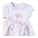 Minibanda Completo 2 Pezzi Short-T-Shirt Tinta Unita con Stampa Farfalle per Neonata 3B760 BIANCO MINIBANDA 