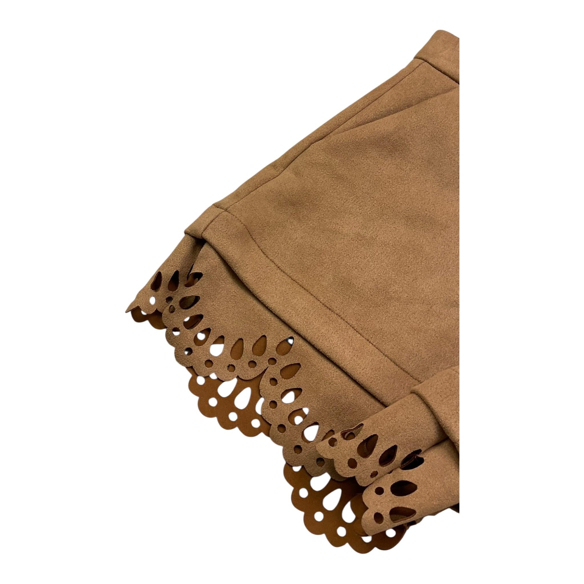 MIMISOL short tinta unita in camoscio Cammello per Bambina MFPA159 CAMMELLO MIMISOL 