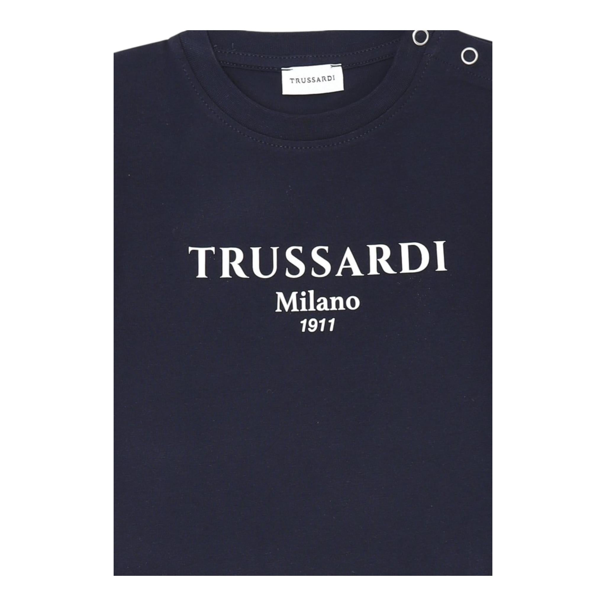 Trussardi T-Shirt Girocollo Tinta Unita con Stampa per Neonato TIP250111TS BLU TRUSSARDI 