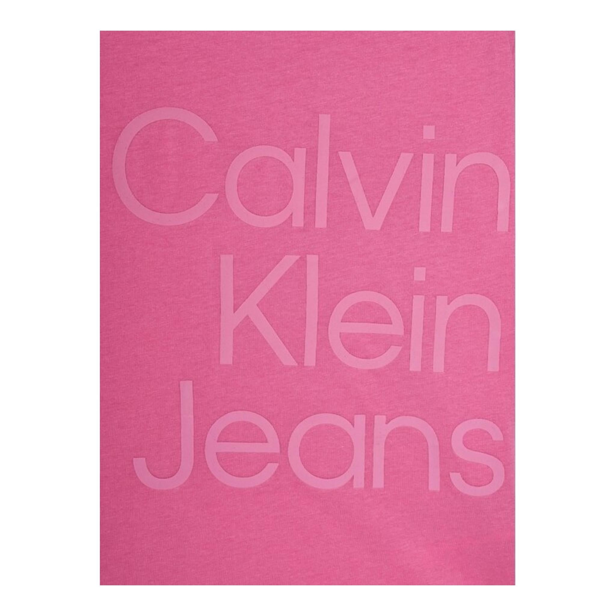 Calvin Klein T-Shirt Girocollo Tinta Unita con Stampa per Bambina IG0IG02346 ROSA CALVIN KLEIN 