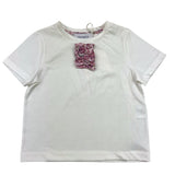Simonetta Einfarbiges T-Shirt mit Rundhalsausschnitt und weißer Applikation für Baby-Mädchen