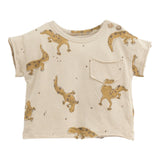 Play Up Einfarbiges T-Shirt mit Rundhalsausschnitt und Tasche in Beige für Neugeborene