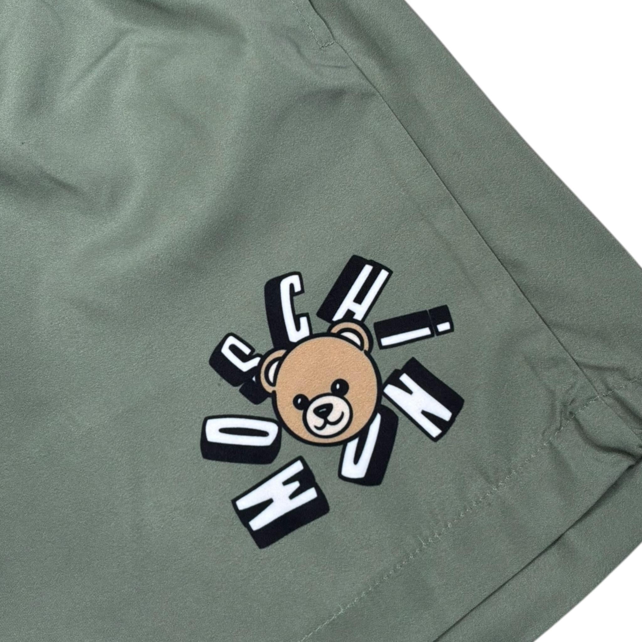 Moschino Costume Modello Boxer Tinta Unita con Stampa per Bambino HUL01L VERDE MOSCHINO 
