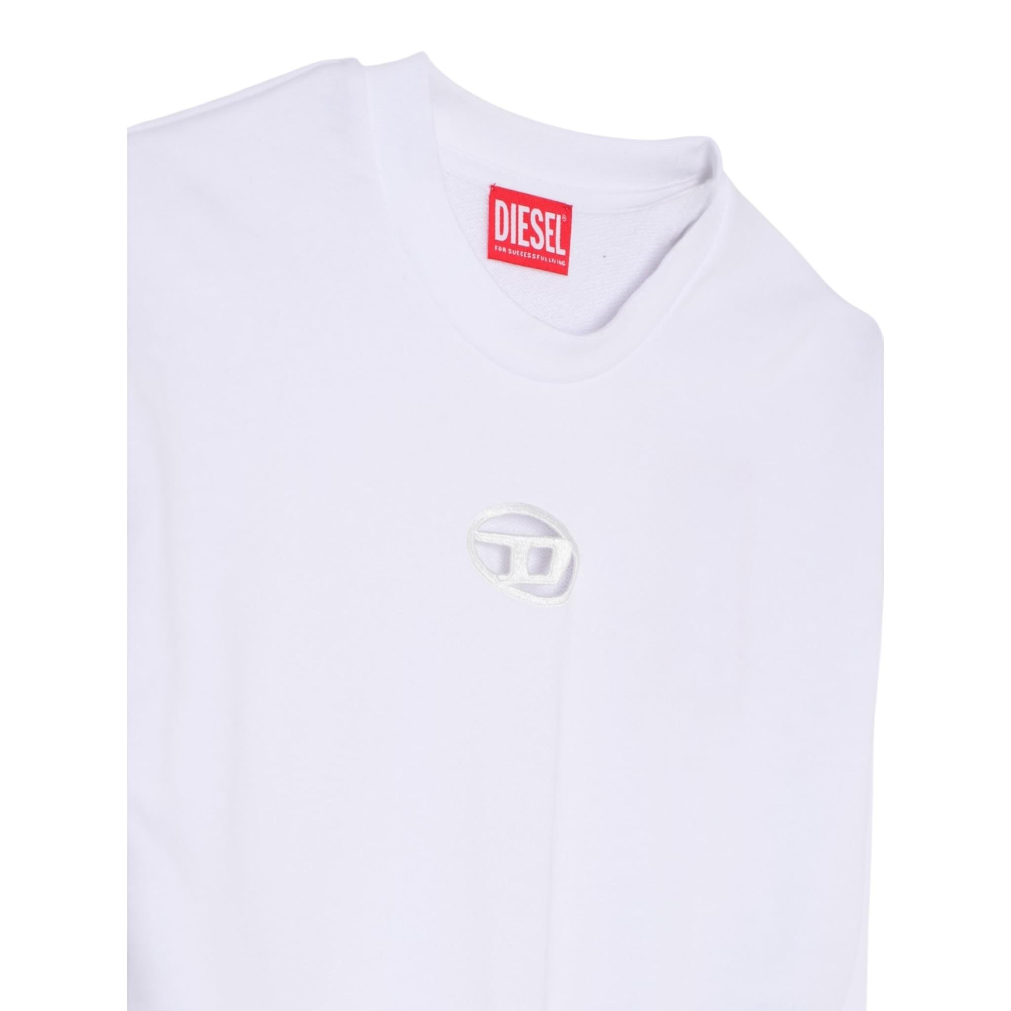 Diesel Felpa Chiusa Girocollo Tinta Unita con Logo per Bambina J01826X BIANCO DIESEL 