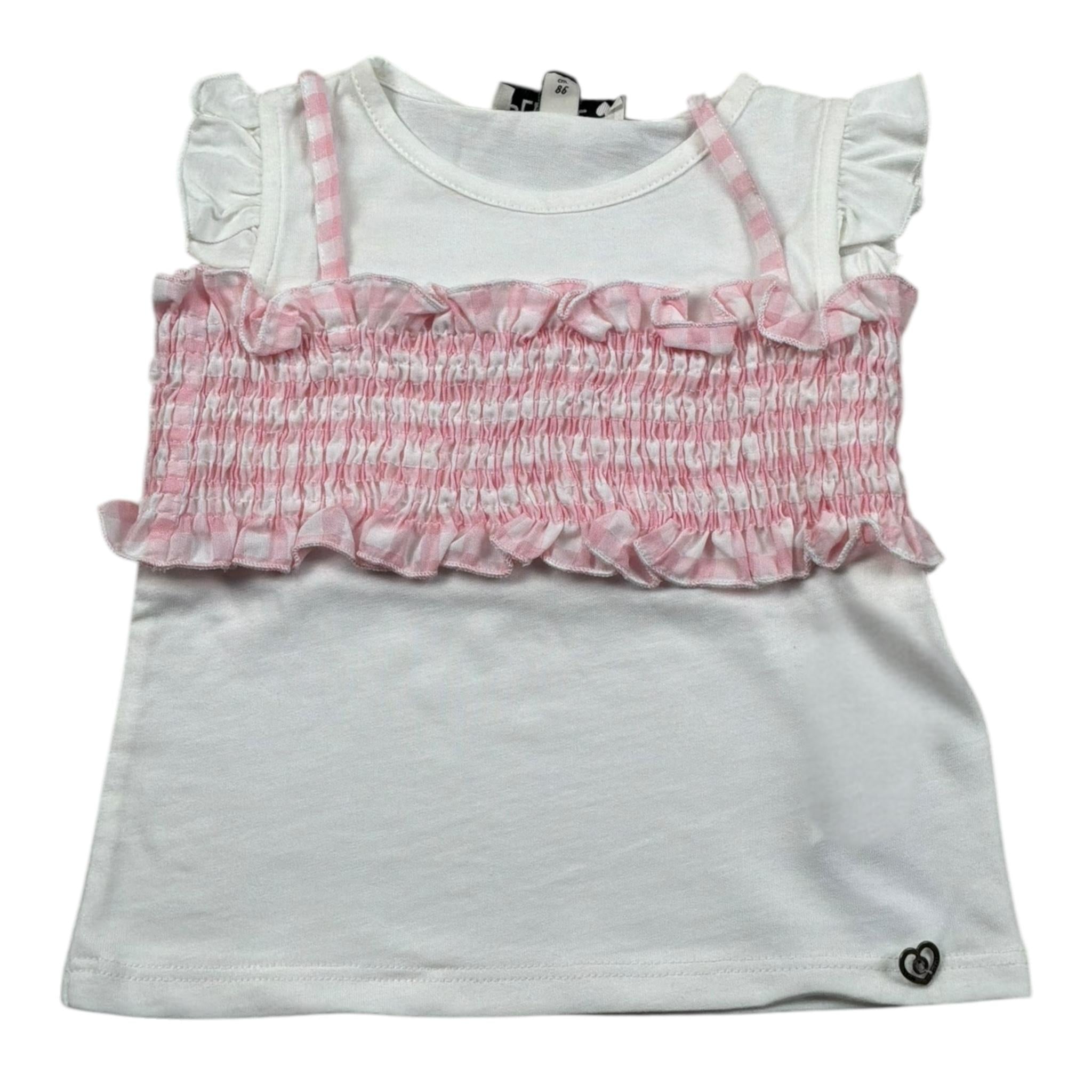 Please T-Shirt Girocoll Tinta Unita con Top per Neonata MQ02030G71 BIANCO PLEASE 