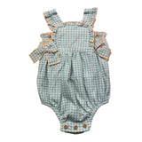 Babidu Baby-Mädchen Strampler mit Armausschnitt und Karomuster, Aquagrün