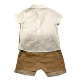 Barcellino Komplett 2-teiliges Shirt-Bermuda Weiß/Beige für Neugeborene