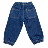 Die Eule Jeans einfarbig mit elastischer Taille blau für Neugeborene