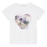 Liu Jo T-Shirt Girocollo Tinta Unita con Stampa E Brillantini per Neonata KA5093NX BIANCO LIU JO 