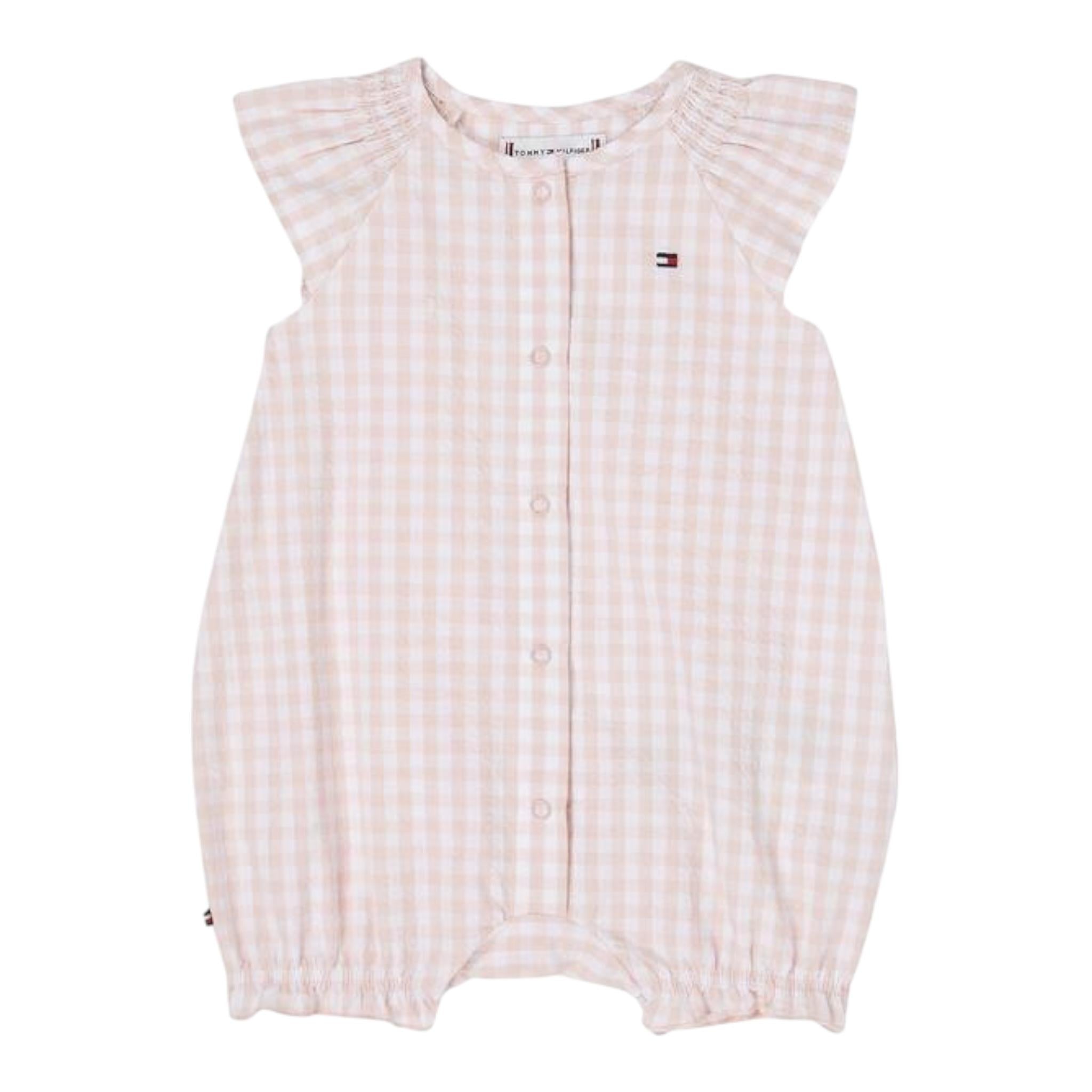 Tommy Hilfiger Pagliaccetto Tinta Unita con Fantasia Quadri per Neonata KN0KN0 ROSA TOMMY HILFIGER 