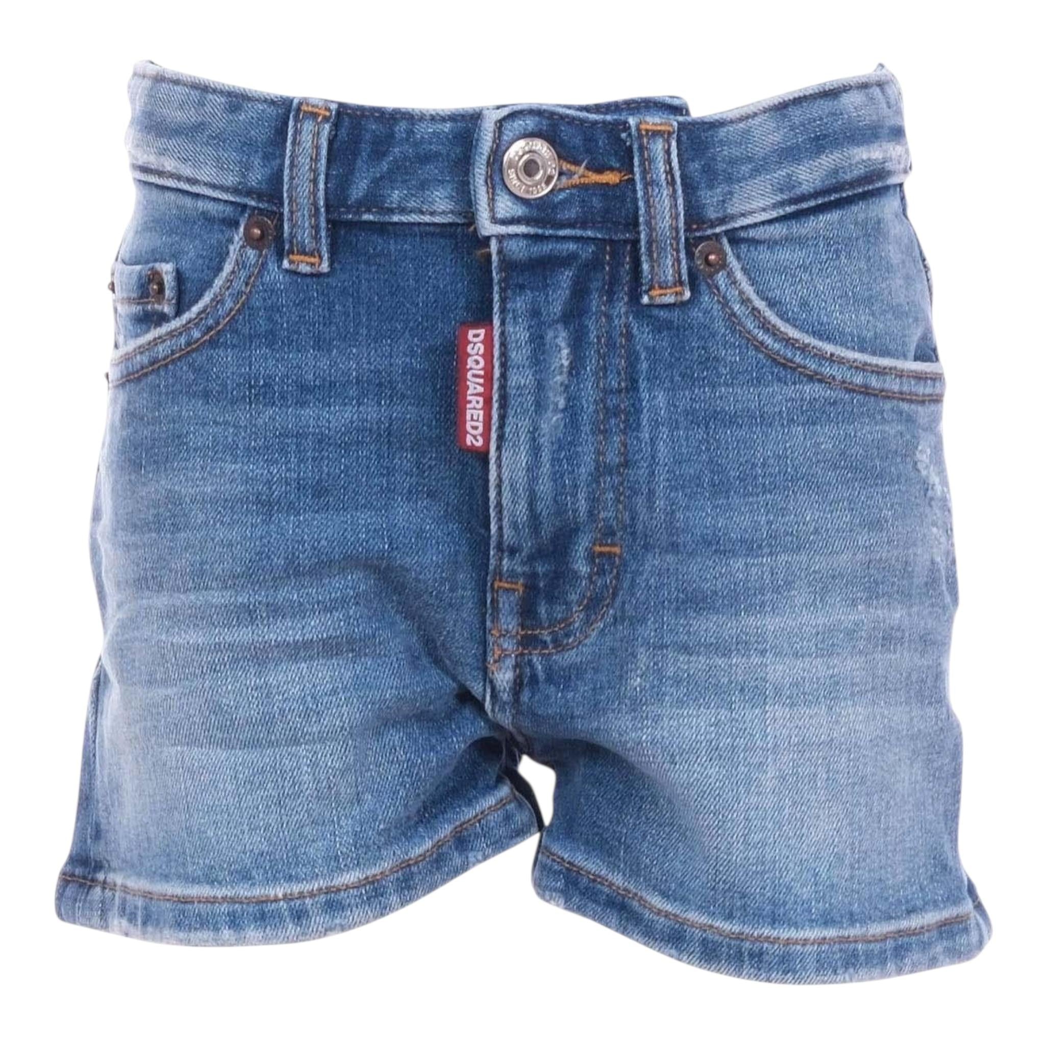 Dsquared2 Short In Denim Tinta Unita per Bambina DQ0787 BLU DSQUARED2 