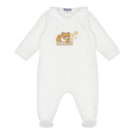 MOSCHINO tutina tinta unita con stampa orso Bianco per Neonata MDT018LCA BIANCO MOSCHINO 