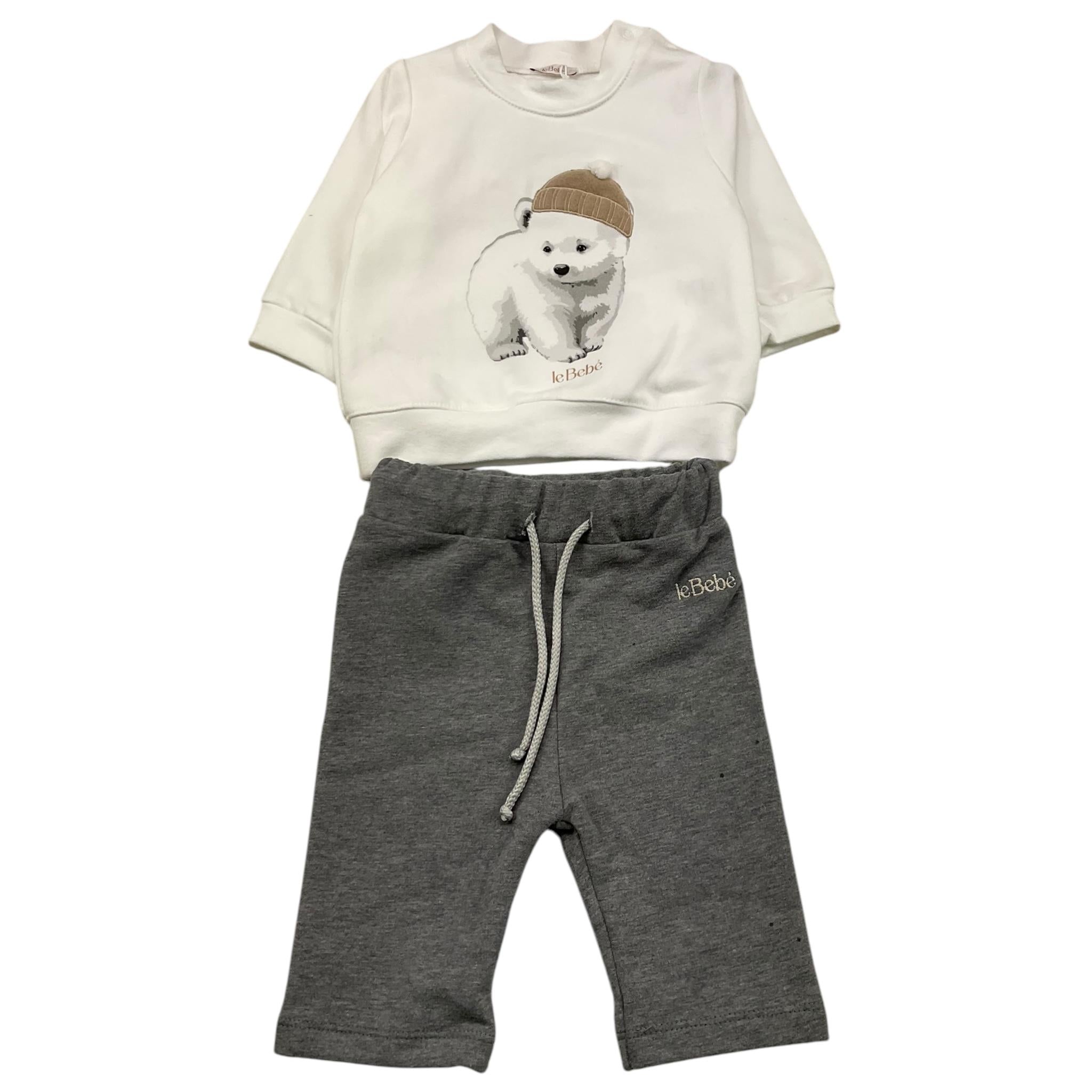 LE BEBE' completo 2 pezzi shirt-pantalone bicolore Bianco/grigio per Neonato LBB5120 BIANCO/GRIGIO LE BEBE' 