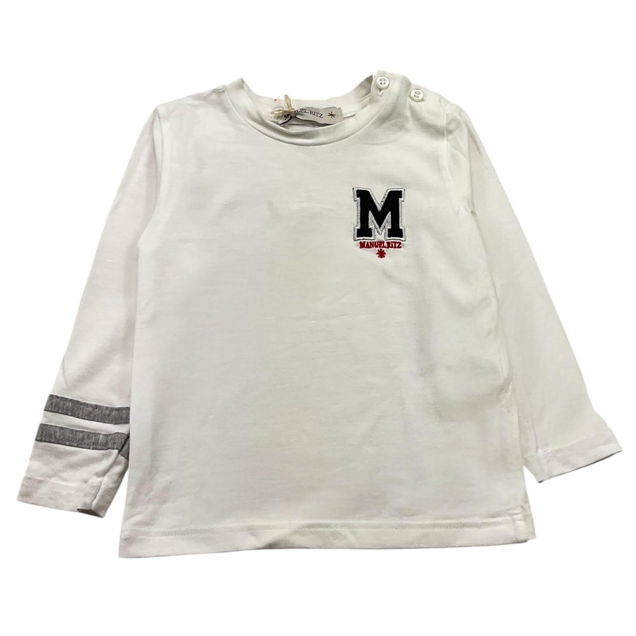 MANUEL RITZ shirt girocollo tinta unita con stampa Bianco per Neonato MR2818 BIANCO MANUEL RITZ 