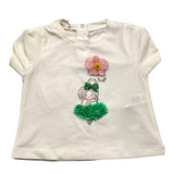 Liu Jo Einfarbiges T-Shirt mit Rundhalsausschnitt und weißem Aufdruck für Baby-Mädchen