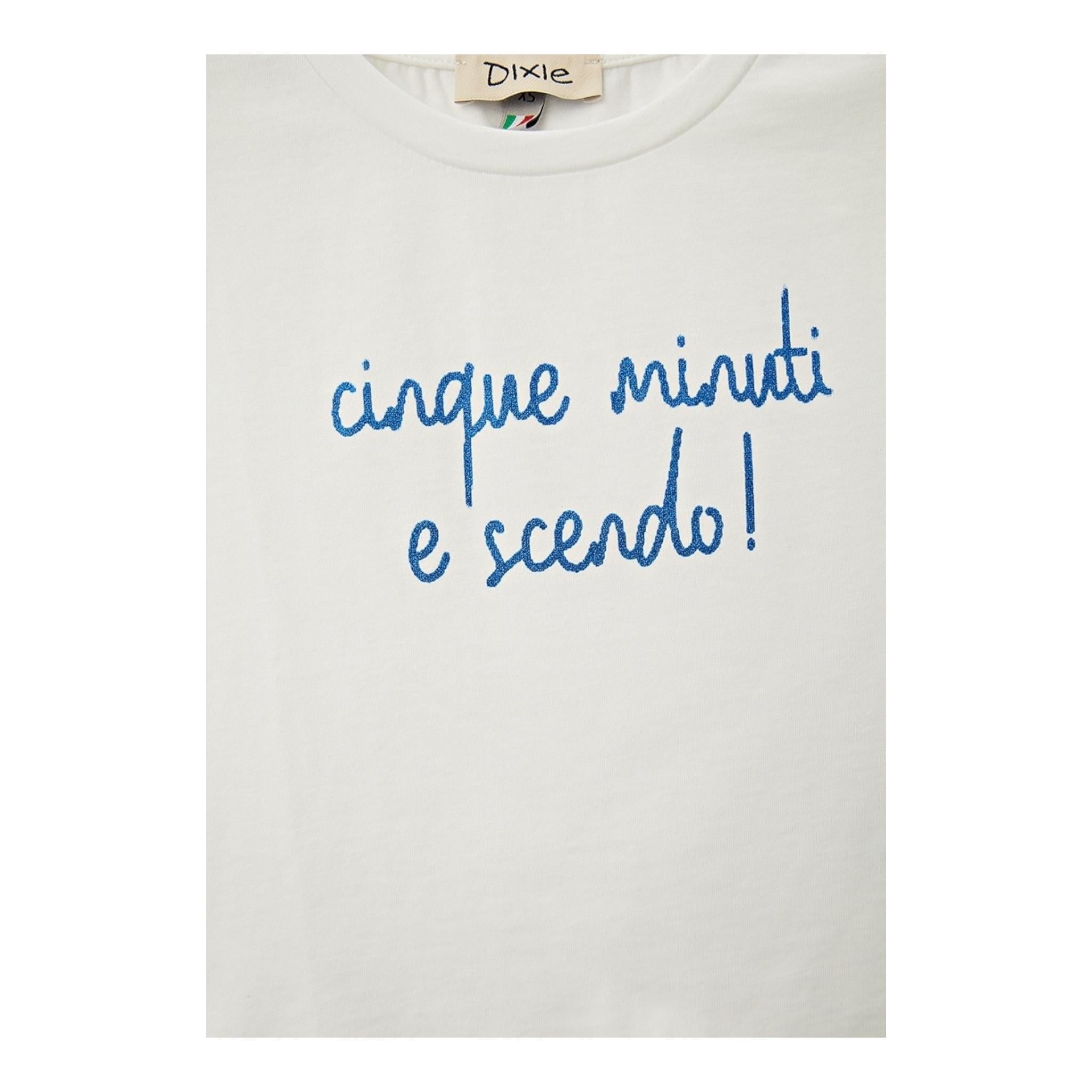 Dixie T-Shirt Tinta Unita Girocollo con Stampa per Bambina MBC6030G50 BIANCO DIXIE 