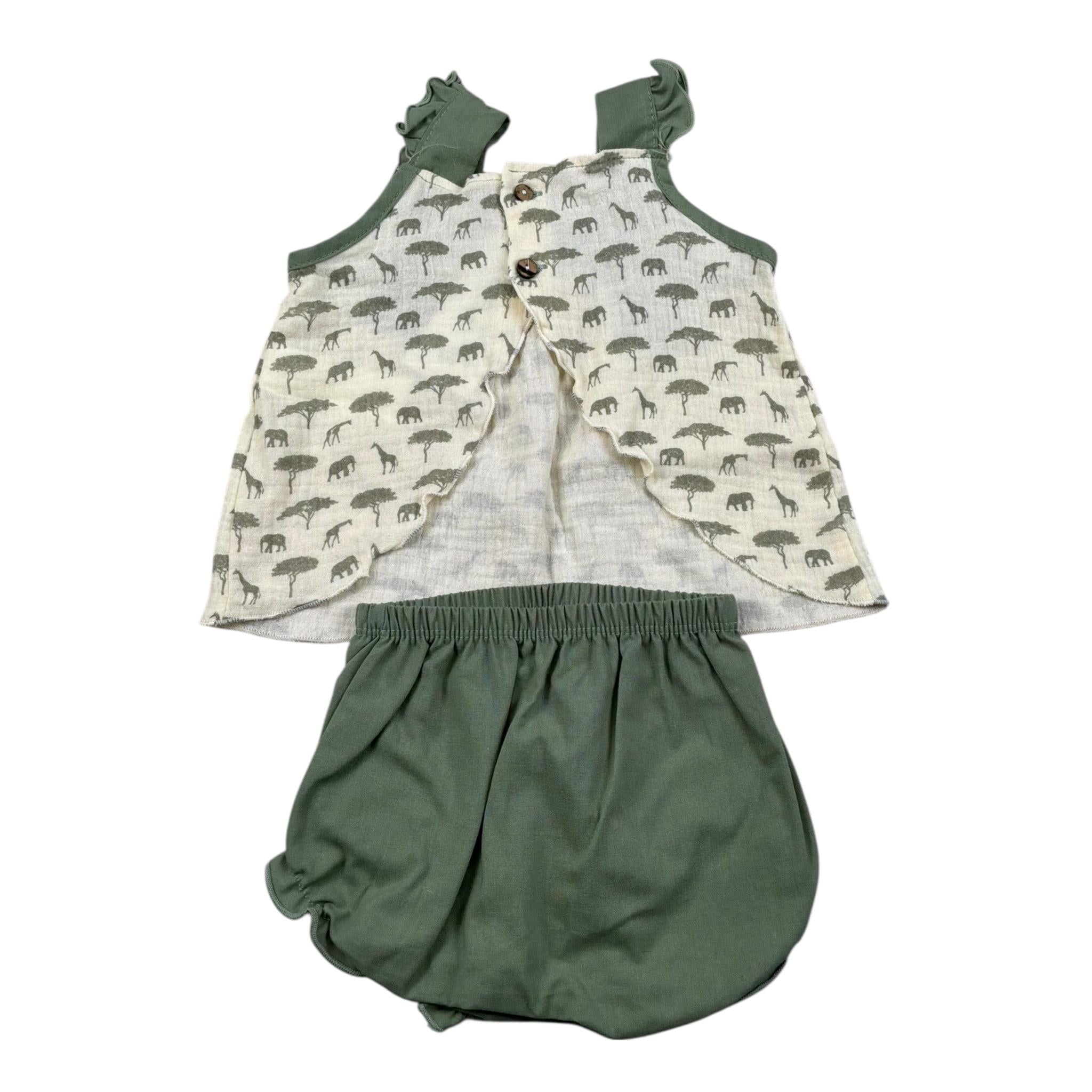 Calamaro Completo 2 Pezzi Camicia-Culotte per Neonata 17720 VERDE CALAMARO 