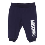 MOSCHINO pantalone tuta tinta unita con stampa logo Blu per Neonato MUP058 BLU MOSCHINO 