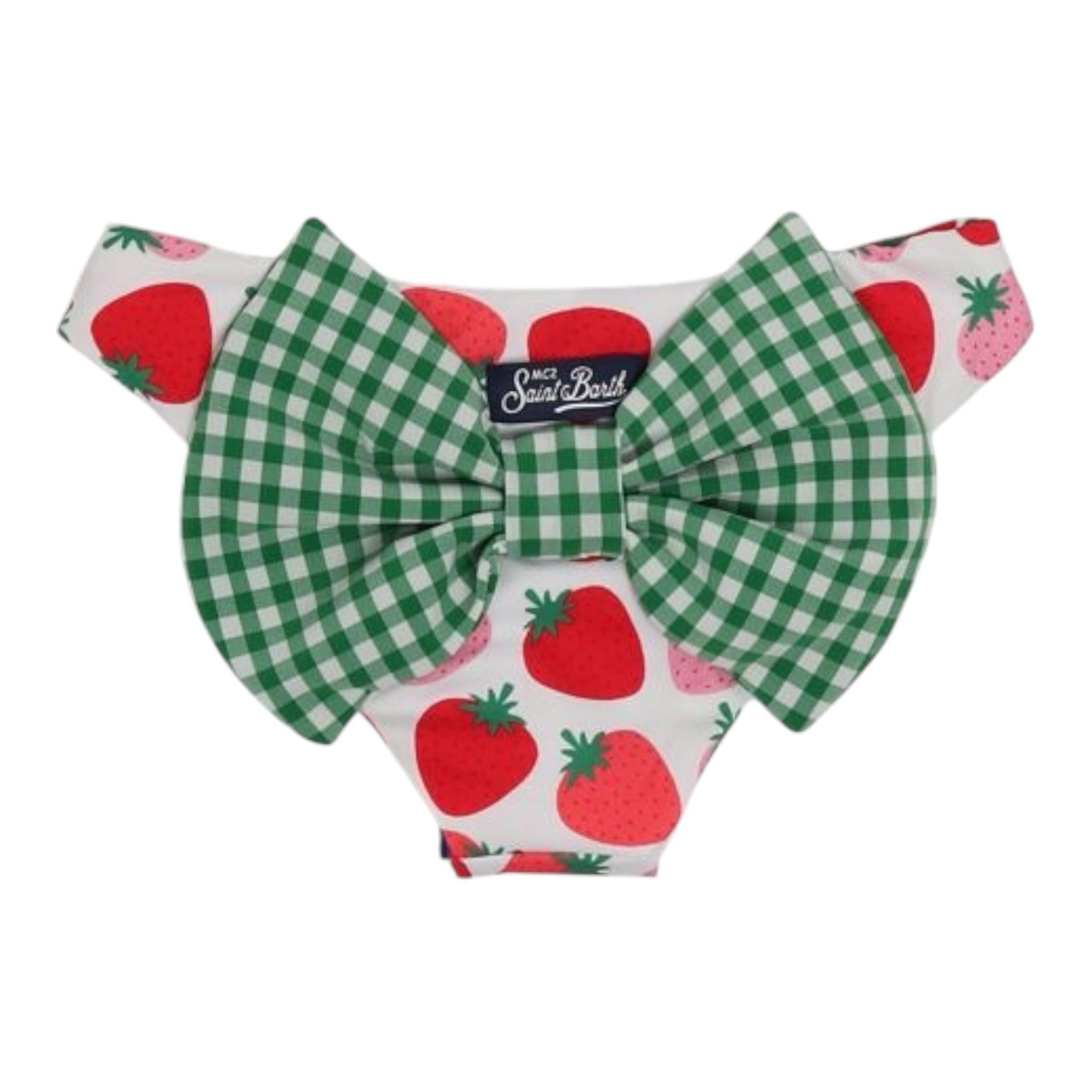 Saint Barth Costume Modello Slip Tinta Unita con Fantasia Fragole per Neonata MAD0001 BIANCO SAINT BARTH 